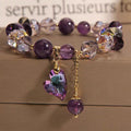 Natural Amethyst Heart Bracelet - Purple Crystal Gemstone Jewelry for Women