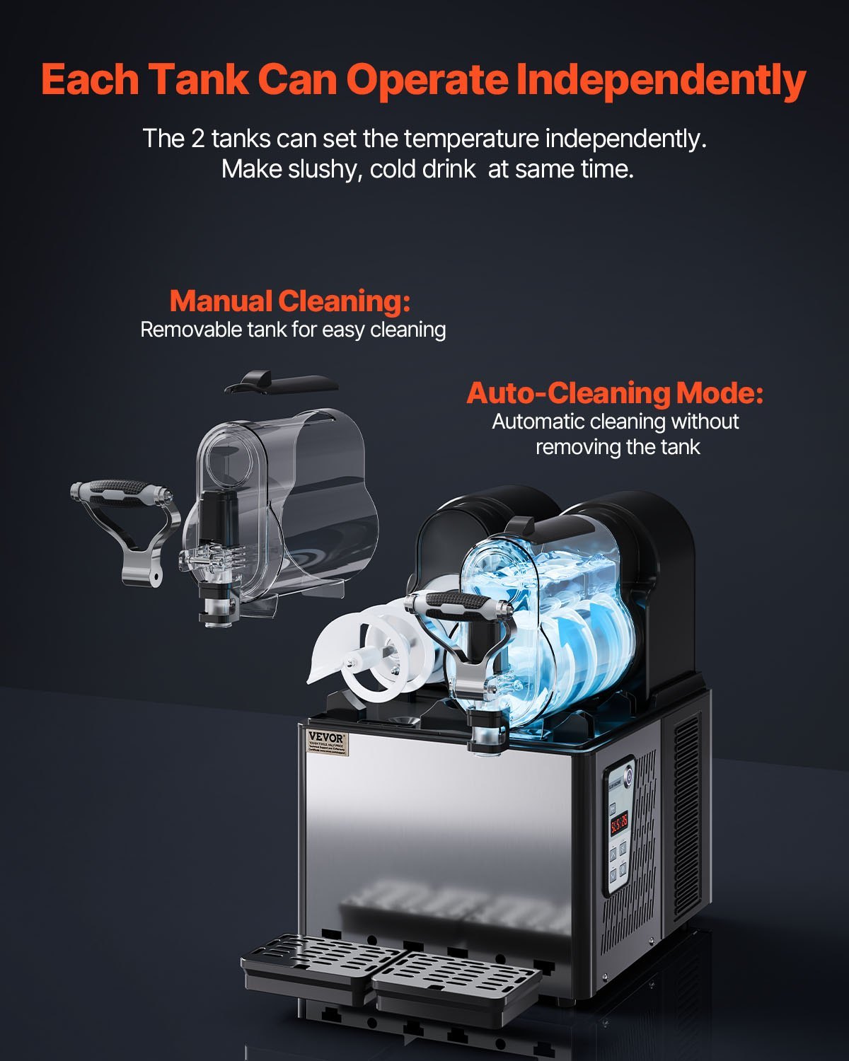 Slush Beverage Dispenser with Temperature Retention.