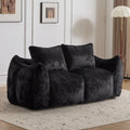 Giant Bean Bag Loveseat — Oversized Fluffy Sofa Chair with Pillows, Black