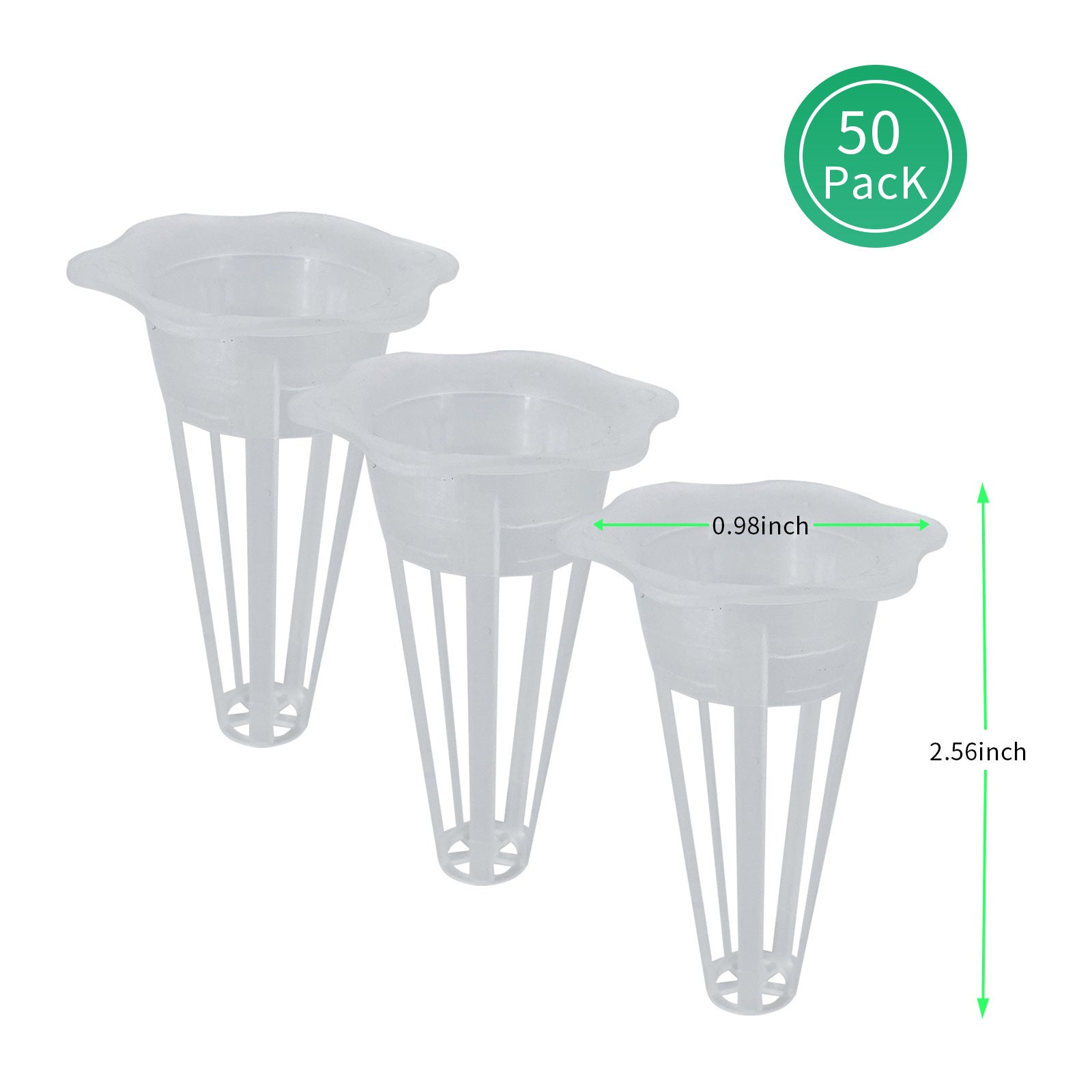 Sheila Merchandise growing basket set for easy hydroponic gardening with dimensions and 50 pack