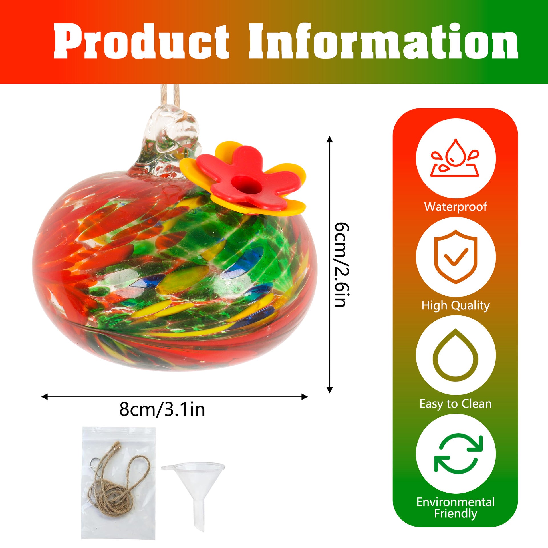 Handcrafted Glass Bird Feeder – Decorative Outdoor Garden Feeder