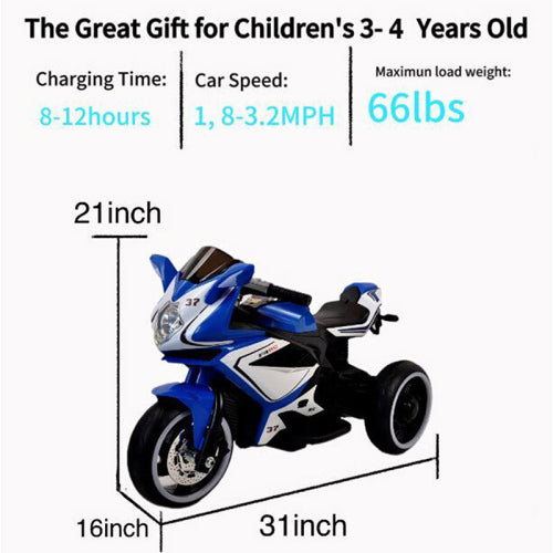 6V Kids Electric Motorcycle Ride-On Toy - Red