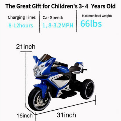 6V Kids Electric Motorcycle Ride-On Toy - Red