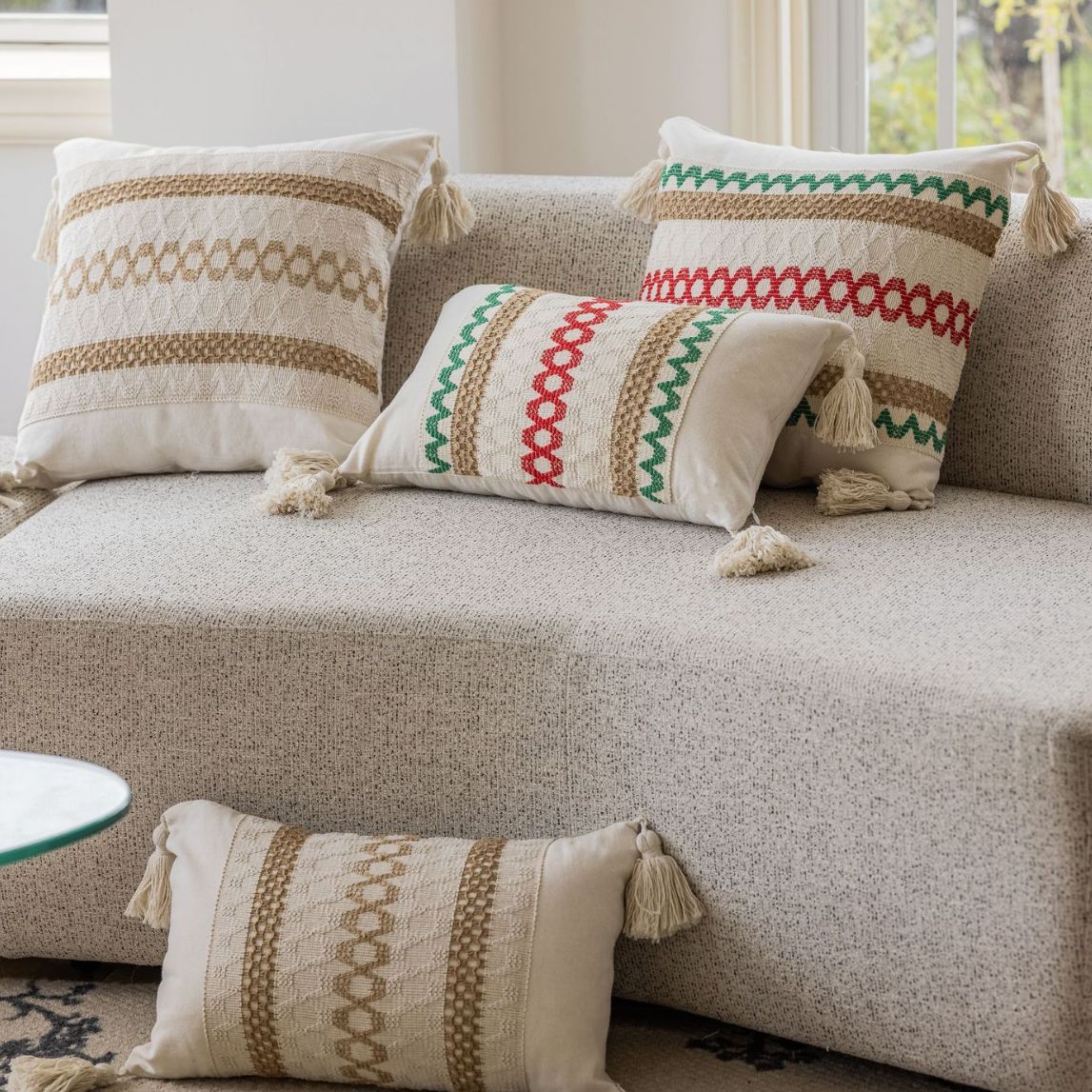 Jacquard Cushion Cover for Couch or Bed – Textured Woven Design