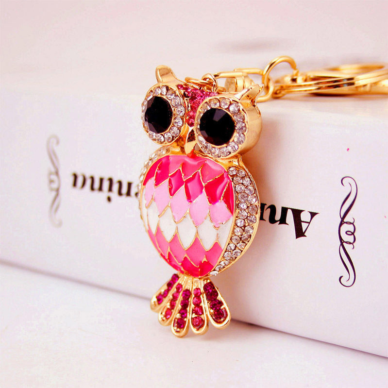 Creative Cartoon Diamond  Owl Car Keychain Pendant
