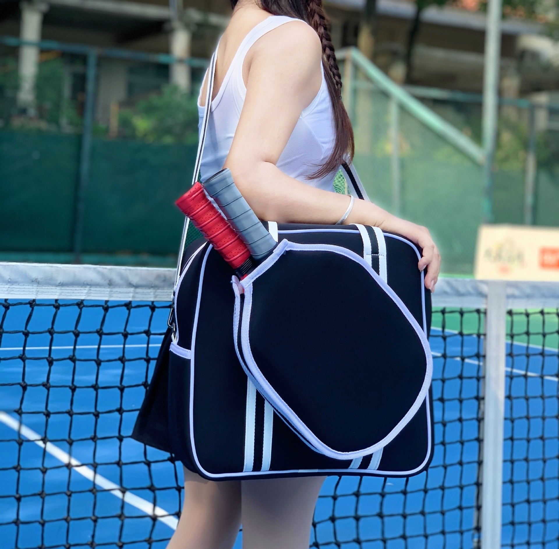 Striped outdoor neoprene travel portable fashionable tennis equipment bag by Sheila Merchandise