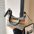 Sheila Merchandise simple stylish shoulder bag woven with multicolor stripes and black adjustable strap