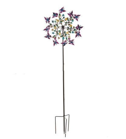 Wrought Iron Butterfly Windmill Garden Decoration Flower Rotating Windmill