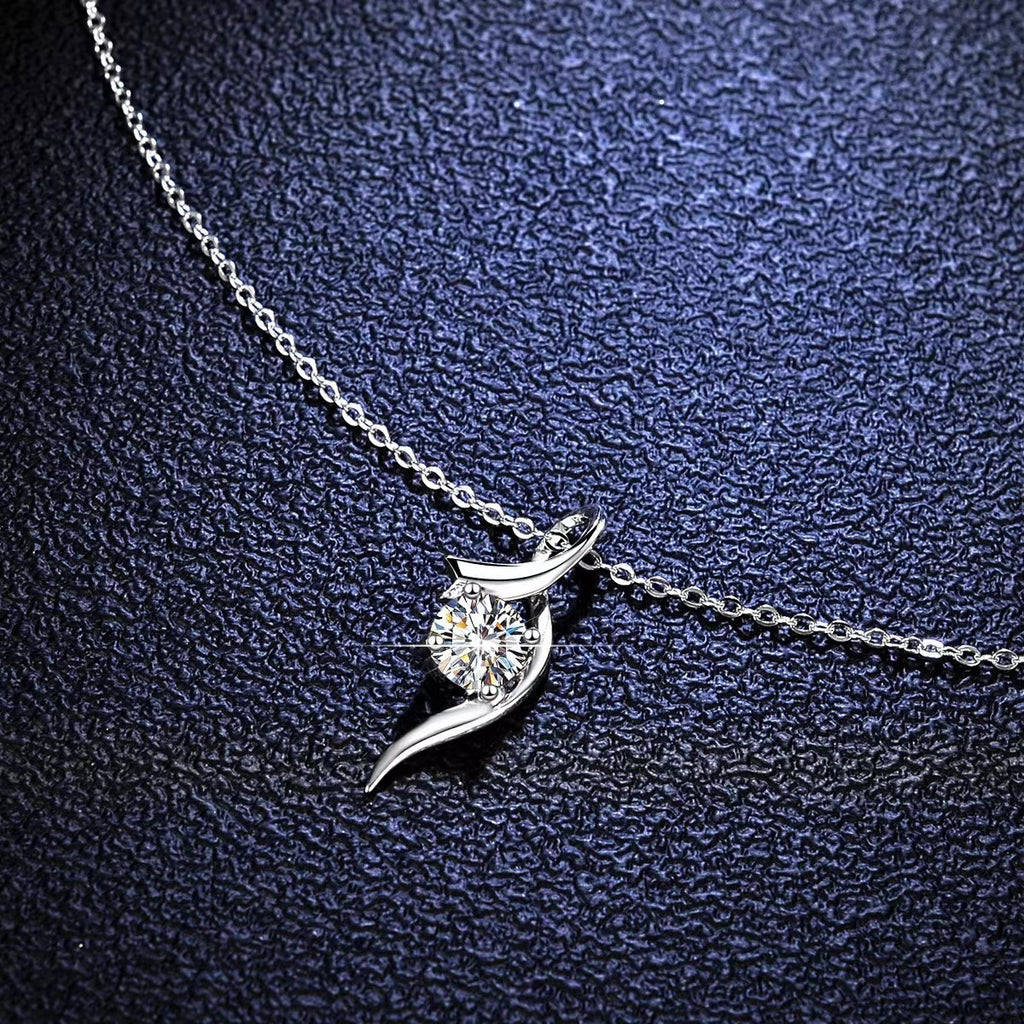 Sterling Silver Diamond Necklace - Classic Four-Claw 1 Carat Pendant for Women