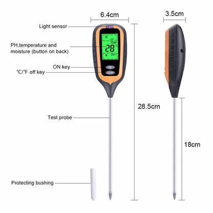 Sheila Merchandise garden soil tester kit with digital display measuring pH temperature moisture and light