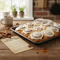 Grandma's Old Fashioned Cinnamon Rolls fresh from the oven with cream cheese frosting