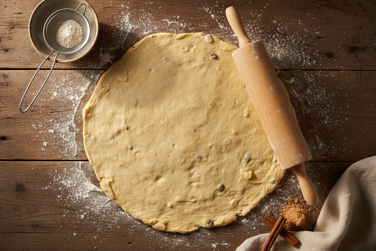 Step-by-step process of making homemade cinnamon rolls