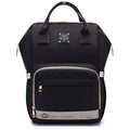 Black parent-approved diaper backpack by Sheila Merchandise with multiple compartments and sturdy handles