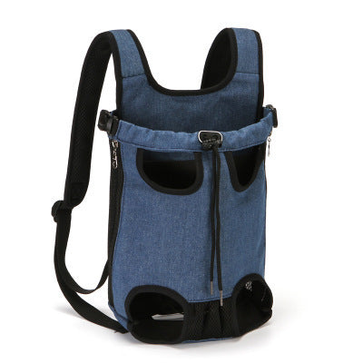 Sheila Merchandise pet chest carrier bag in blue with adjustable straps and breathable mesh for small pets