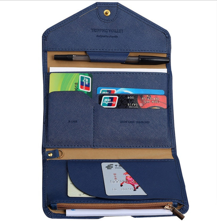 Sheila Merchandise multifunctional travel bag passport cove with multi card pocket wallet for women in navy blue