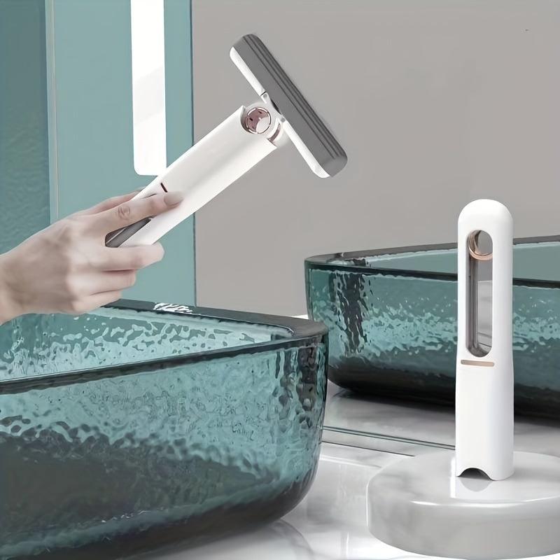 Portable self-squeeze mini mop with ergonomic handle for easy cleaning and convenience