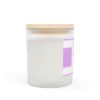 Relaxing lavender candle in a stylish glass jar with a wooden lid for soothing ambiance