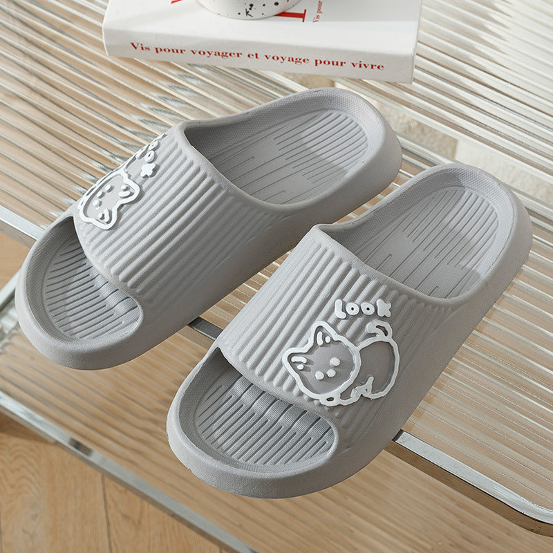 Sheila Merchandise cute cat slippers summer women home shoe in gray stylish non-slip footwear