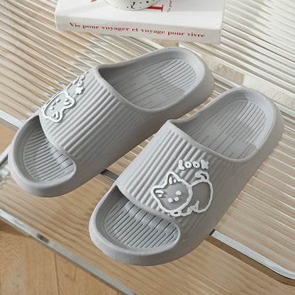 Sheila Merchandise cute cat slippers summer women home shoe in gray stylish non-slip footwear