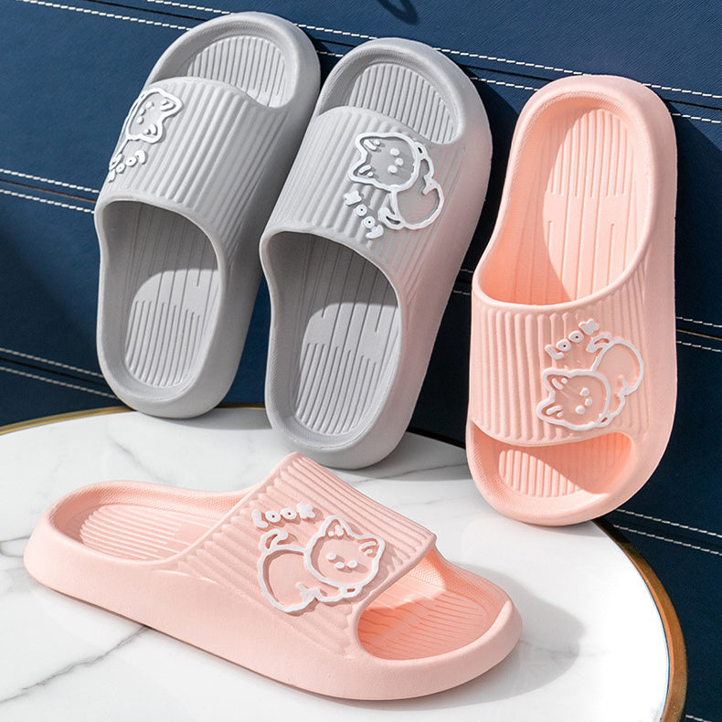 Sheila Merchandise cute cat slippers summer women home shoe in pink and gray stylish non slip footwear