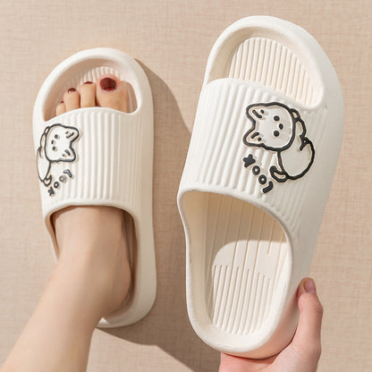 Sheila Merchandise cute cat slippers summer women home shoe in white with stylish non-slip footwear design