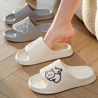 Sheila Merchandise cute cat slippers for women summer home shoes stylish non-slip footwear in white and gray