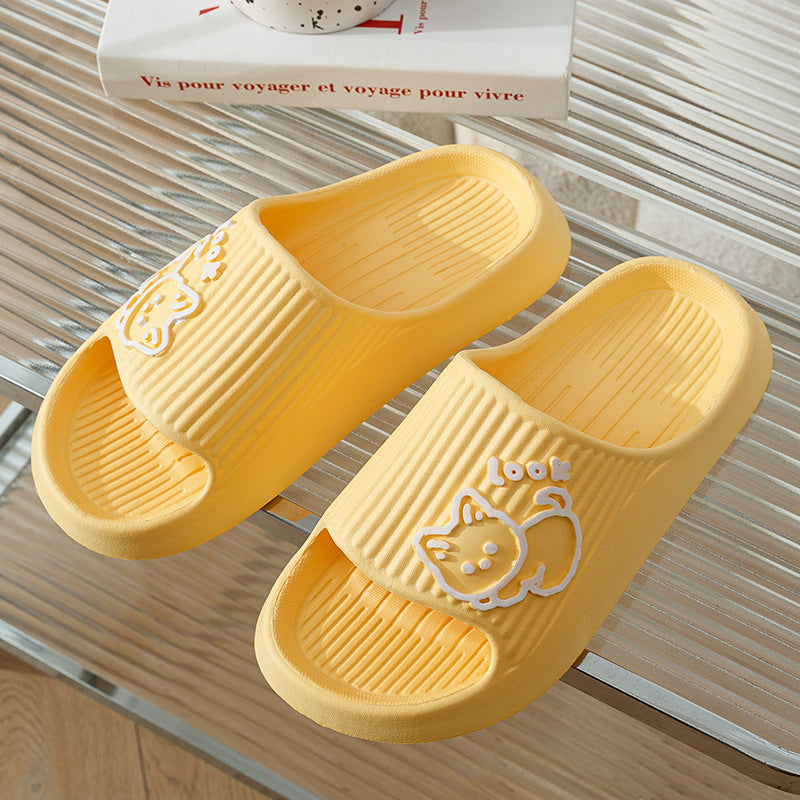 Yellow cute cat slippers for women summer home shoe stylish non-slip footwear by Sheila Merchandise
