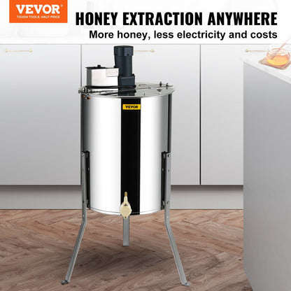 VEVOR stainless steel honey extractor with tripod stand for efficient honey extraction at home